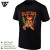 Skeleton Blazing And Holding Two Rifle Gun Autism T-Shirt