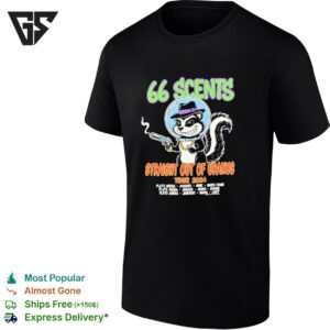 Skunk Astronaut With A Gun And Gold Chain 66 Scents Straight Out Of Uranus Tour 2024 T-Shirt