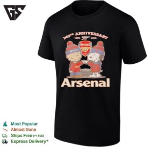 Snoopy And Charlie Brown Arsenal 140th Anniversary 1886 2026 1st Let’s Go Arsenal T-Shirt