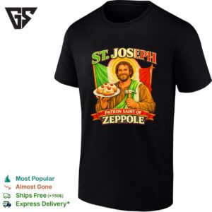 St Joseph Holding Zeppole Cake Patron Saint Of Zeppole Italy Flag Graphic T-Shirt