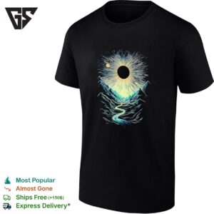 The Moon Shining Down On A Valley And A River Retro T-Shirt