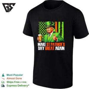 Trump Holding Beer Glass Make St. Patricks Day Great Again Vintage T-Shirt
