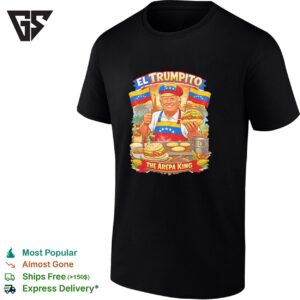 Trump Holding Hamburger El Trumpito Arepa King Venezuela Flag T-Shirt