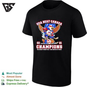 USA Beat Canada 2 1 Champions USA Hockey Sweep Gold 2026 Winter Olympics T-Shirt