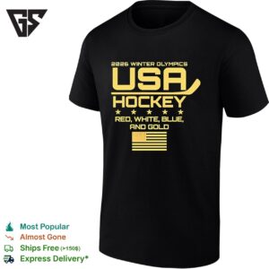 USA Hockey 2026 Winter Olympics Red White Blue And Gold T-Shirt