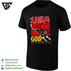 USA Hockey Red White Blue And Gold 2026 Milan T-Shirt