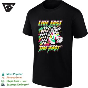 Zebra And Checkered Flag Live Fast Die Fast T-Shirt