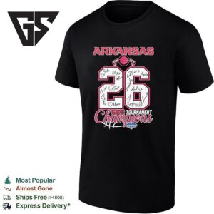 Arkansas Razorbacks 2026 Sec Tournament Champions Team Signatures ’26 T-Shirt