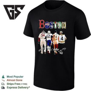 Boston Sports Team David Ortiz X Tom Brady X Bill Russell X Bobby Orr Signatures T-Shirt