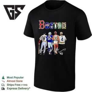 Boston Sports Team Ted Williams X Tom Brady X Larry Bird X Bobby Orr Signatures T-Shirt