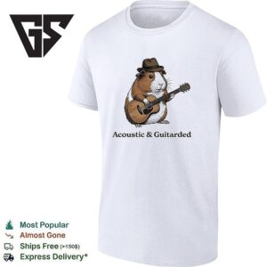 Capybara Holding Guitar And Wearing Cowboy Hat Coustic And Guitarded T-Shirt