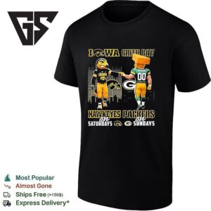Iowa Hawkeyes Vs Green Bay Packers Mascots First Bump T-Shirt
