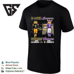 Iowa Hawkeyes Vs Minnesota Vikings Mascots First Bump T-Shirt