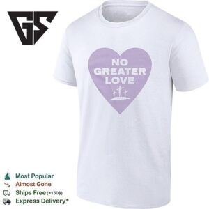 Jesus On Cross No Greater Love Purple Heart Shape T-Shirt