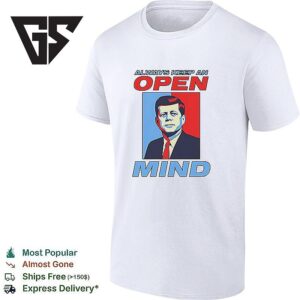 John F Kennedy Always Keep An Open Mind Portrait Retro T-Shirt