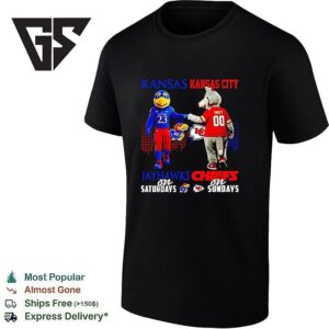 Kansas Jayhawks Vs Kansas City Chiefs Mascots First Bump T-Shirt
