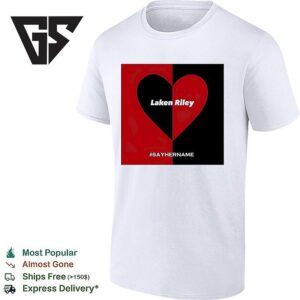 Laken Riley Heart Say Her Name Heart Shape Red And Black T-Shirt