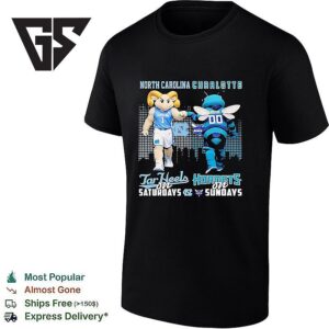 North Carolina Tar Heels Vs Charlotte Hornets Mascots First Bump T-Shirt