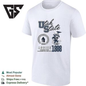 Utah State Aggies 1888 Where The Sagebrush Grows Mascot Holding Flag T-Shirt