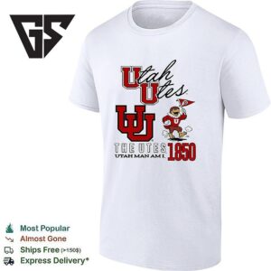 Utah Utes The Utes Utah Man Am I 1850 Mascot Holding Flag T-Shirt
