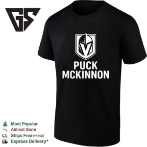 Vegas Golden Knights Ice Hockey Puck Mckinnon Logo T-Shirt