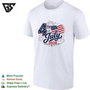 4th Of July 2026 American Flag Fireworks Patriotic National Holiday Celebration T-Shirt