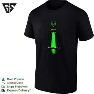 Alien Victor Wamby Spaceship Calgary Tower Abduction Night Sky Ufo Light Beam Green Glow T-Shirt