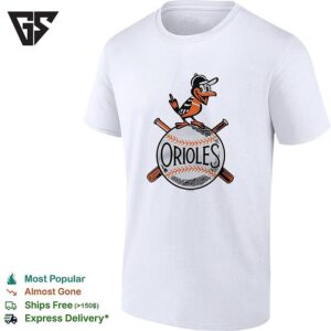 Baltimore Orioles Vintage Bird Perched On Baseball Logo T-Shirt
