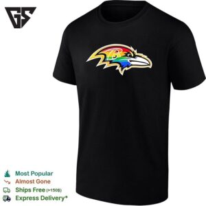 Baltimore Ravens B Logo Pride Rainbow Flag Design Official NFL Team Logo T-Shirt