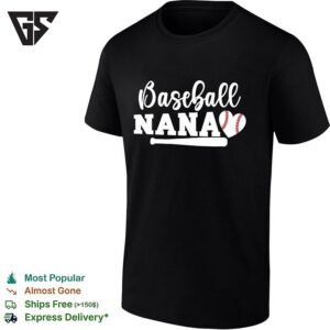 Baseball Nana Heart Baseball Ball Bat Love Family Sports Fan Game Day T-Shirt