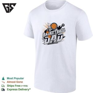Basketball Dad Bold Action Text Hoop Flying Ball Art T-Shirt