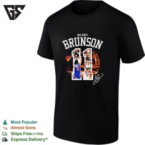 Big Body Jalen Brunson New York Knicks Number 11 Action Collage Signature T-Shirt