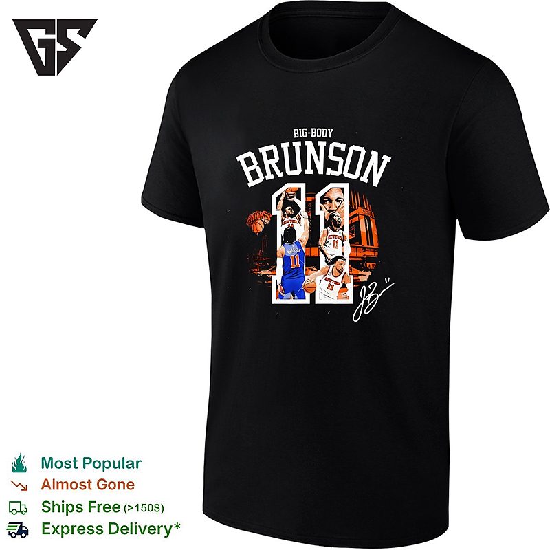 Big Body Jalen Brunson New York Knicks Number 11 Action Collage Signature T-Shirt Big Body Jalen Brunson New York Knicks Number 11 Action Collage Signature T-Shirt