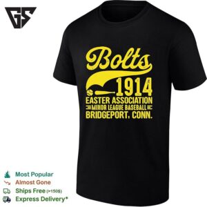 Bridgeport Bolts Baseball Bat 1914 Easter Association Minor League Conn T-Shirt