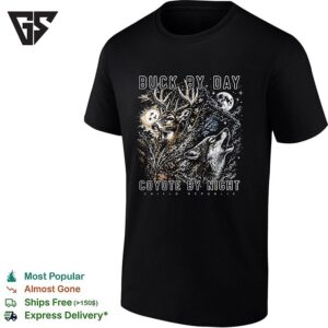 Buck By Day Coyote By Night Wildlife Moon Scene T-Shirt