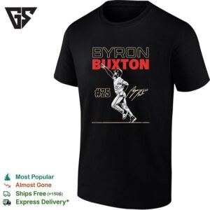 Byron Buxton Minnesota Twins Mlb Slash Line 25 Players Signature Illustration T-Shirt