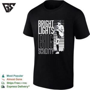 Cam Schlittler Leg Kick Pose New York Yankees Bright Lights Big Schlitty T-Shirt