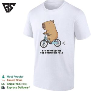 Capybara Driving Bicycle Off To Unsettle The Commmon Folk Funny Meme Illustration T-Shirt