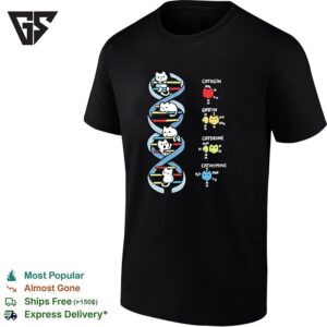 Catosin Gattin Catdeine Cathymine Dna Double Helix Science Cat Pun Science T-Shirt