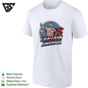 Christian Pulisic Usmnt USA 26 Captain America Soccer Athlete Hero Parody T-Shirt