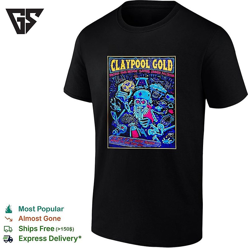 Claypool Gold Primus Claypool Lennon Delirium And Frog Brigade Austin Texas 2026 Show T-Shirt Claypool Gold Primus Claypool Lennon Delirium And Frog Brigade Austin Texas 2026 Show T-Shirt