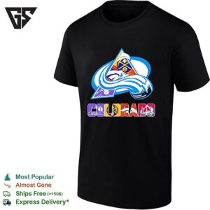 Colorado Rockies Nuggets Broncos Avalanche Rapids Teams Logo Text Art T-Shirt