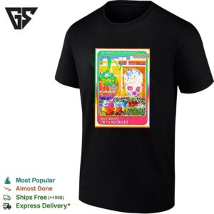 Colorful Psychedelic Flower Skull Concert Poster Vintage Art T-Shirt