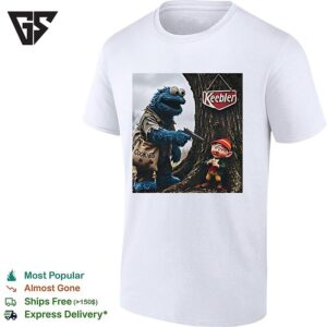 Cookie Monster Robbing Keebler Elf Tree Cookies Humor T-Shirt