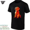 Cool Golden Retriever Puppy Wearing Sunglasses And Leather Collar Dog Lover T-Shirt