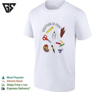 Crafting Is Fun Art Supplies Scissors Glue Paintbrush School Theme Kids T-Shirt