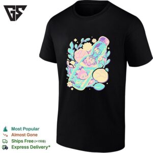 Cute Animals Sleeping In Bottle Floral Kawaii Pastel Art T-Shirt