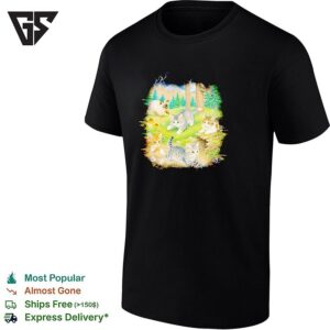 Cute Kittens Playing In Forest Meadow Nature Vintage Photo T-Shirt