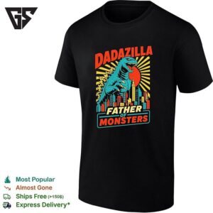 Dadazilla Father Of Monsters Godzilla City Skyline Pop Culture Parody Retro T-Shirt