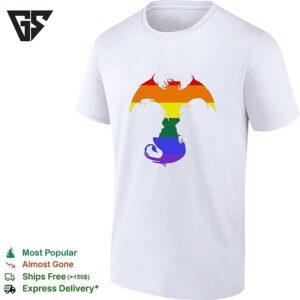 Daenerys Targaryen And Jon Snow Game Of Thrones Dragon Silhouette Pride Flag T-Shirt